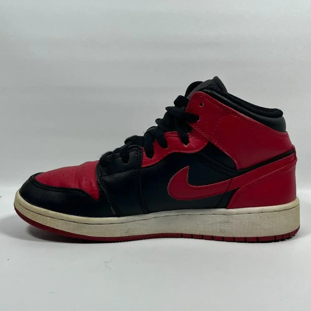 NIKE Air Jordan 1 Youth 5 Mid Banned GS Grade School 554725-074 Black Red